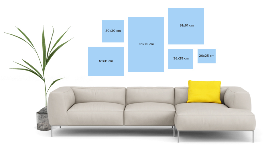 Acrylic Wall Prints Hung Above a Couch